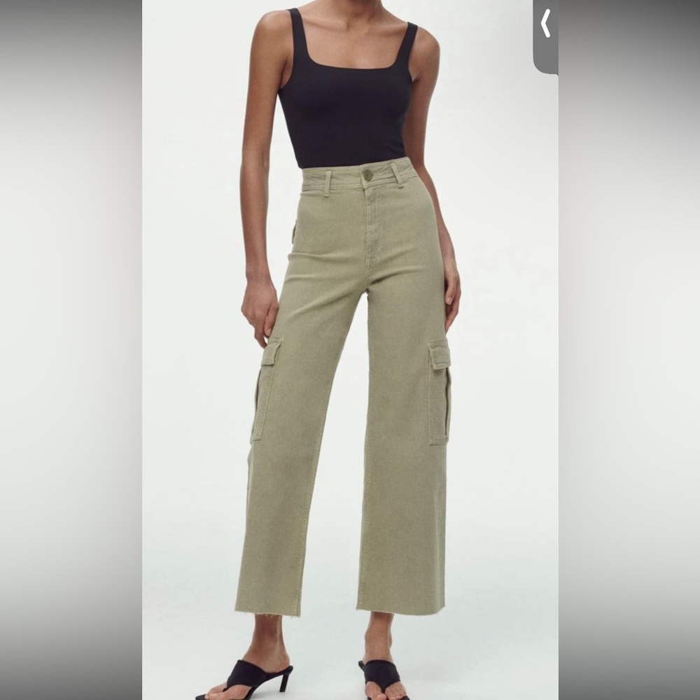 Zara Olive Wide Leg Jeans